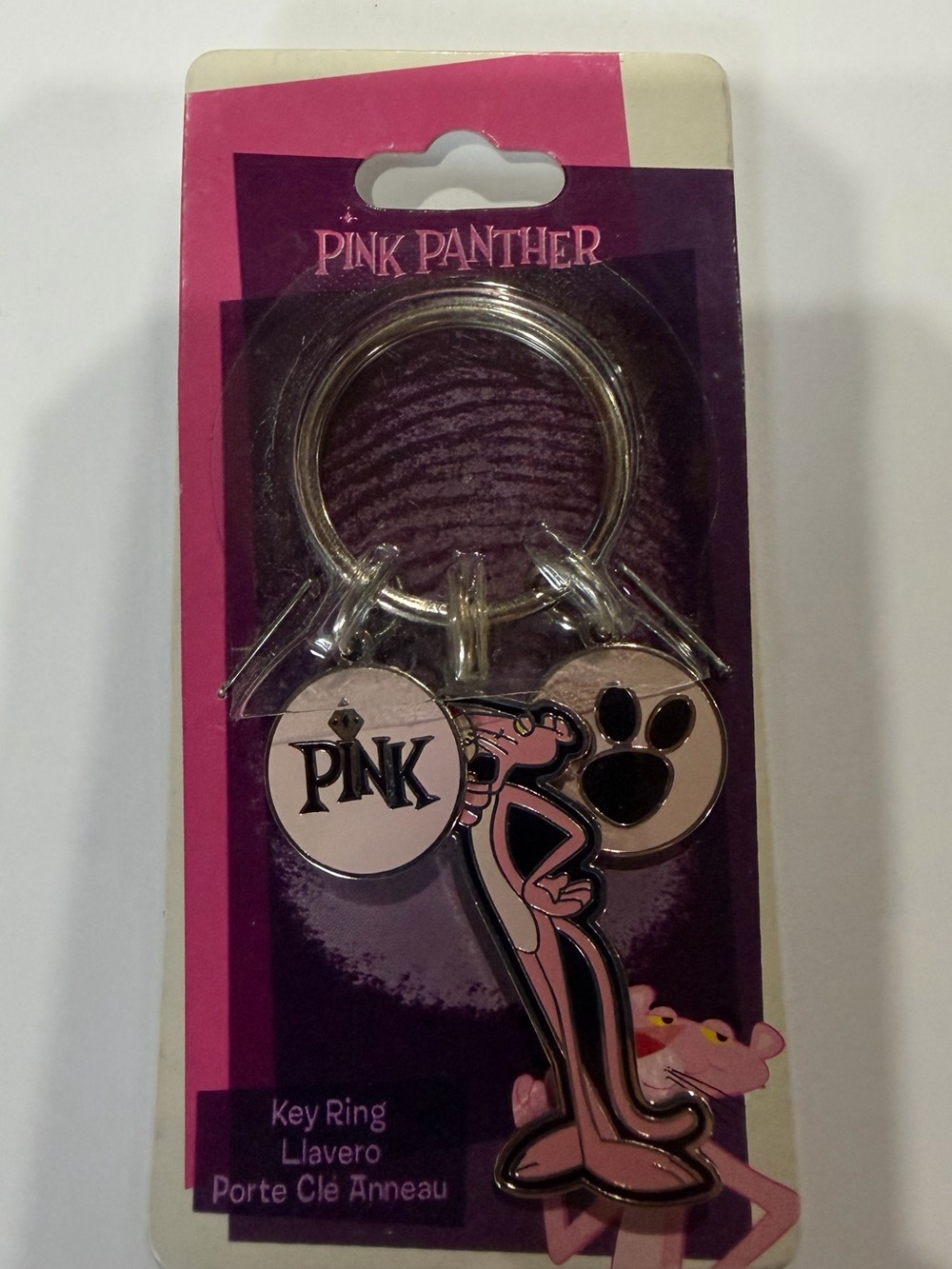 Vintage Pink Panther Key Ring Keychain by